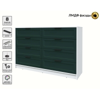 Kомод Тренд КТ-К157 (Белый платинум ЛДСП/ Изумруд ЛМДФ) Ш1565 В1020 Г451